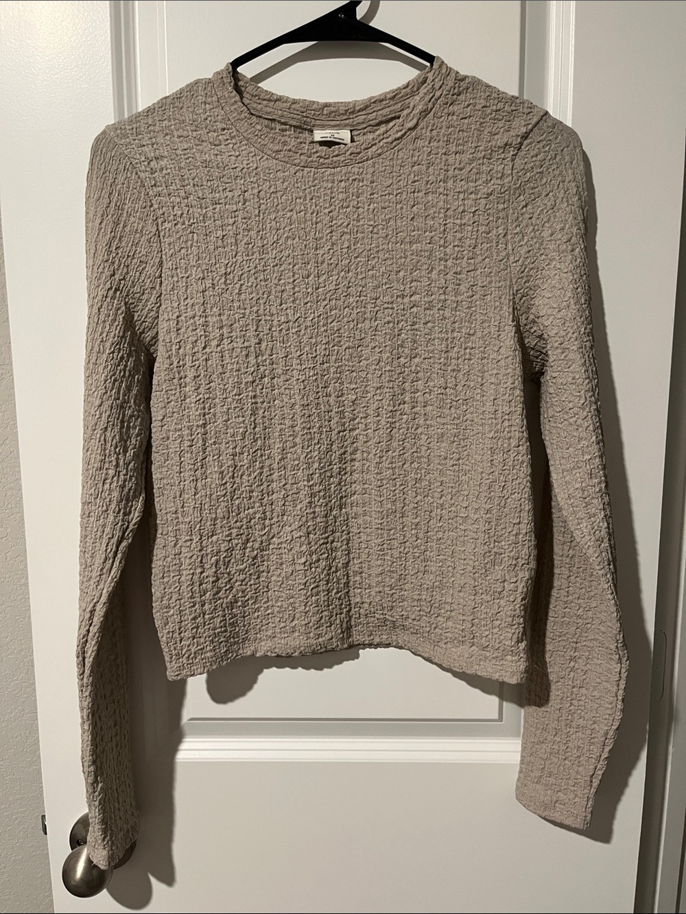 Abercrombie & Fitch Textured Crewneck Sweatshirt in Taupe